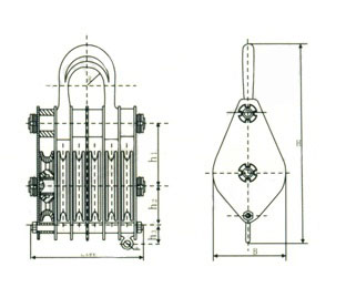 吊環(huán)六環(huán)閉口起重滑車結構圖